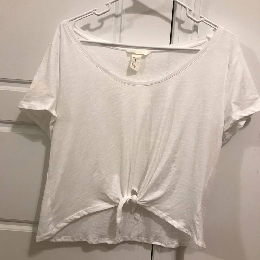 H&M White Tee with Front Tie